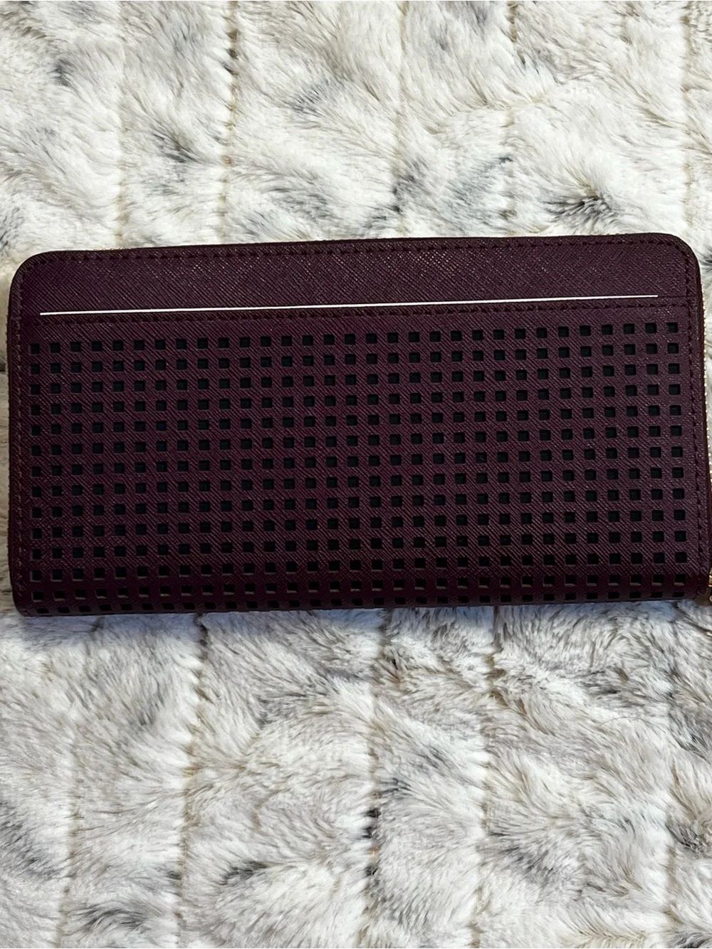 NWOT Kate Spade New York Plum Cameron Street Perforated Rose Lacey Wallet